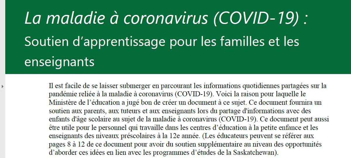 COVID-19 : Soutien d’apprentissage pour les familles et les enseignants